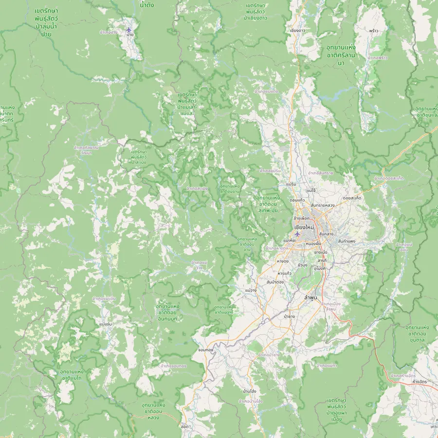 Map of Chiang Mai with Mae Wang, Doi Inthanon, Mae Chaem, the Bua Tong Sticky Waterfall and Mae Taeng
